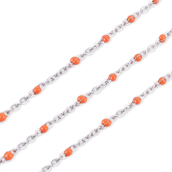 Stainless Steel Flat Cross Epoxy Chain Oil Dripping Nonfading Necklace Bracelet With Electrolytic Brightening And Oval Pattern Diy