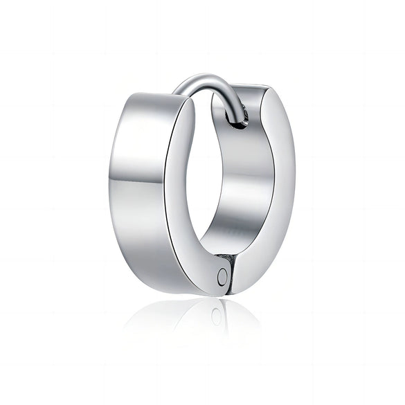 Stainless Steel Exaggerated Geometric Style Electroplated Flat Ear Buckle Round Ring Unisex Earrings