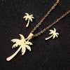 Stainless Steel Floral Leaf Necklace And Earrings Jewelry Set With Ochain Design And Electroplated Finish Wholesale
