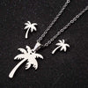 Stainless Steel Floral Leaf Necklace And Earrings Jewelry Set With Ochain Design And Electroplated Finish Wholesale