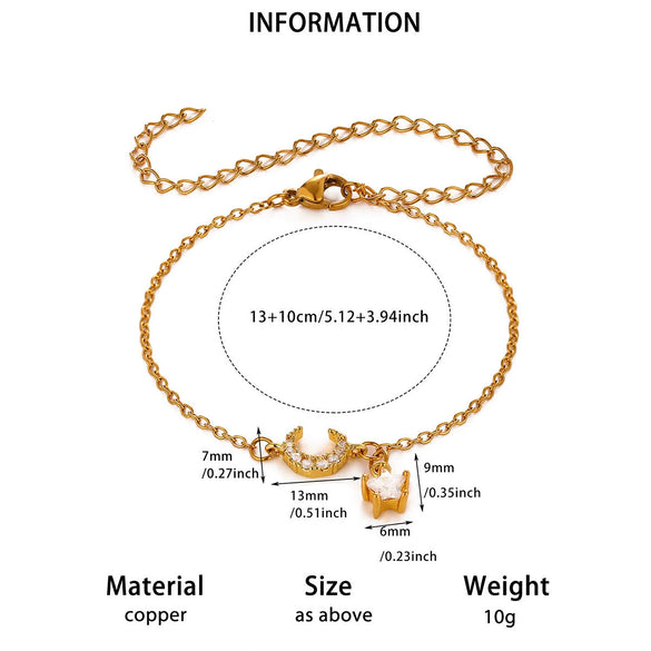 Stainless Steel Floral Zircon Anklet With Copper Pendant Simple Unisex Fashion Jewelry With A Colorfast Finish