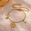 Stainless Steel Floral Zircon Anklet With Copper Pendant Simple Unisex Fashion Jewelry With A Colorfast Finish