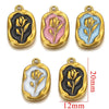 Stainless Steel Flower Badge Pendant Earrings Necklace With Dripping Oil Design Handmade