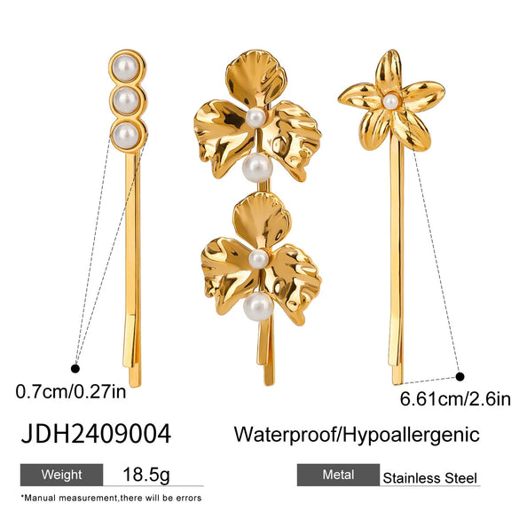 Stainless Steel Flower Bead Onepiece Hairpin Headwear For Women Electroplated Style