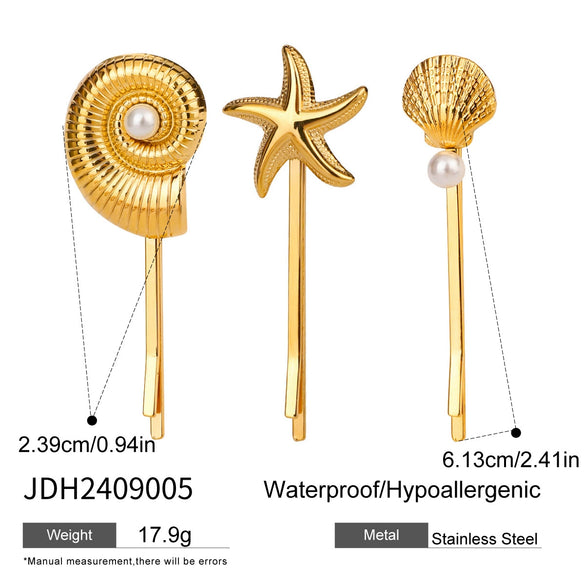 Stainless Steel Flower Bead Onepiece Hairpin Headwear For Women Electroplated Style