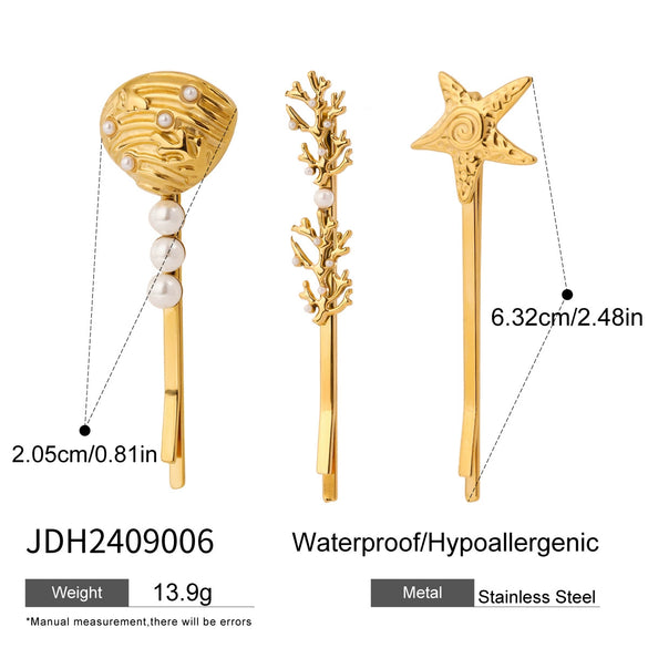 Stainless Steel Flower Bead Onepiece Hairpin Headwear For Women Electroplated Style