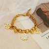 Stainless Steel Flower Diamond Women's Bracelet With Electroplating