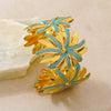 Stainless Steel Flower Drip Enamel Open Bracelet Temperament Style Fashion Versatile Titanium Steel Cuff Bangle