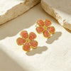 Stainless Steel Flower Drop Earrings Oil Drip Floral High End Style Lightweight Versatile Women's Earrings