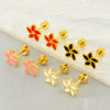 Stainless Steel Flower Earrings For Women Fashion Electroplated Jewelry