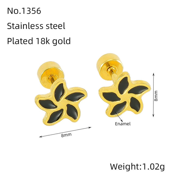 Stainless Steel Flower Earrings For Women Fashion Electroplated Jewelry