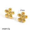 Stainless Steel Flower Earrings For Women Real Gold Plated Simple Fashion Style