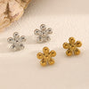 Stainless Steel Flower Earrings For Women Real Gold Plated Simple Fashion Style