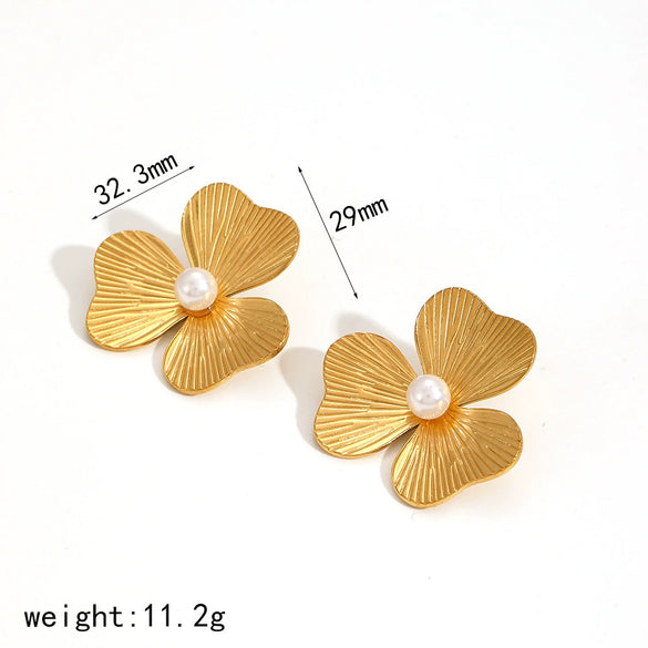 Stainless Steel Flower Electroplating Women's Earrings