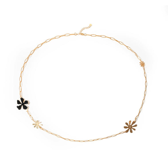 Stainless Steel Flower Fashion Necklace With Electroplating