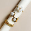 Stainless Steel Flower Geometric Design Electroplated Ring For Women