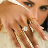 Stainless Steel Flower Geometric Design Electroplated Ring For Women