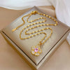 Stainless Steel Flower Geometric Microset Diamond Women's Necklace Cartoon Elegant Light Luxury Clavicle Chain Accessories