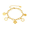 316L Stainless Steel Flower Geometric Pendant Oshaped Chain Bracelet Mirror Polished Electroplated