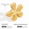 Stainless Steel Flower Geometric Ring Electroplated For Women