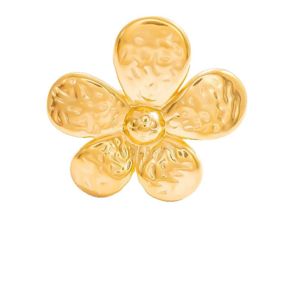 Stainless Steel Flower Geometric Ring Electroplated For Women