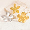 Stainless Steel Flower Geometric Ring Electroplated For Women