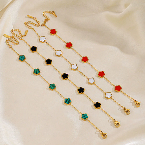 Stainless Steel Flower Inlaid Electroplated Women's Bracelet
