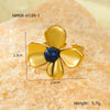 Stainless Steel Flower Inlaid Natural Stone Open Ring Fashion Jewelry Electroplated