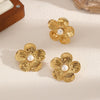 Stainless Steel Flower Jewelry Set For Women With Electroplating Rings And Earrings Included