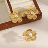 Stainless Steel Flower Jewelry Set For Women With Electroplating Rings And Earrings Included