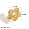 Stainless Steel Flower Jewelry Set For Women With Electroplating Rings And Earrings Included