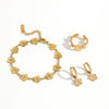 Stainless Steel Flower Jewelry Set With Electroplated Finish For Women