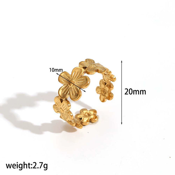 Stainless Steel Flower Jewelry Set With Electroplated Finish For Women