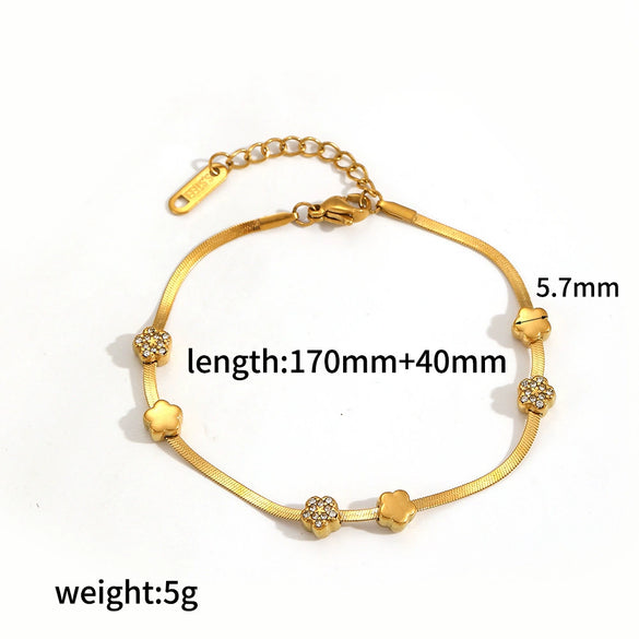 Stainless Steel Flower Jewelry Set With Electroplated Finish For Women