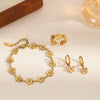 Stainless Steel Flower Jewelry Set With Electroplated Finish For Women