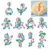 Stainless Steel Flower Leaf Ear Studs With Horse Eye Zircon And Diamond Design