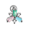 Stainless Steel Flower Leaf Ear Studs With Horse Eye Zircon And Diamond Design