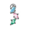 Stainless Steel Flower Leaf Ear Studs With Horse Eye Zircon And Diamond Design