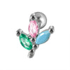 Stainless Steel Flower Leaf Ear Studs With Horse Eye Zircon And Diamond Design