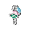 Stainless Steel Flower Leaf Ear Studs With Horse Eye Zircon And Diamond Design