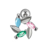 Stainless Steel Flower Leaf Ear Studs With Horse Eye Zircon And Diamond Design