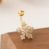 Stainless Steel Flower Navel Ring With Electroplating For Women