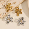 Stainless Steel Flower Niche Earrings For Women With Electroplating