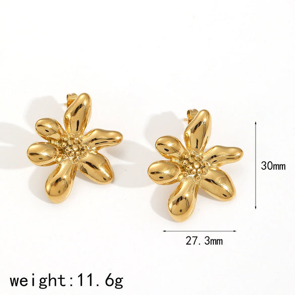 Stainless Steel Flower Niche Earrings For Women With Electroplating