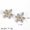 Stainless Steel Flower Niche Earrings For Women With Electroplating