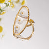Stainless Steel Flower Opening Leaves Ring Electroplated Women's Hand Jewelry
