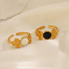 Stainless Steel Flower Opening Round Hip Hop Ring For Women With Electroplating Treatment