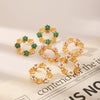 Stainless Steel Flower Patterned Pvd Electroplated Antique Style Women's Pearl Inlaid Garland Earrings