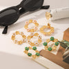 Stainless Steel Flower Patterned Pvd Electroplated Antique Style Women's Pearl Inlaid Garland Earrings