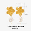 Stainless Steel Flower Pendant Earrings For Women Electroplated With Pearl